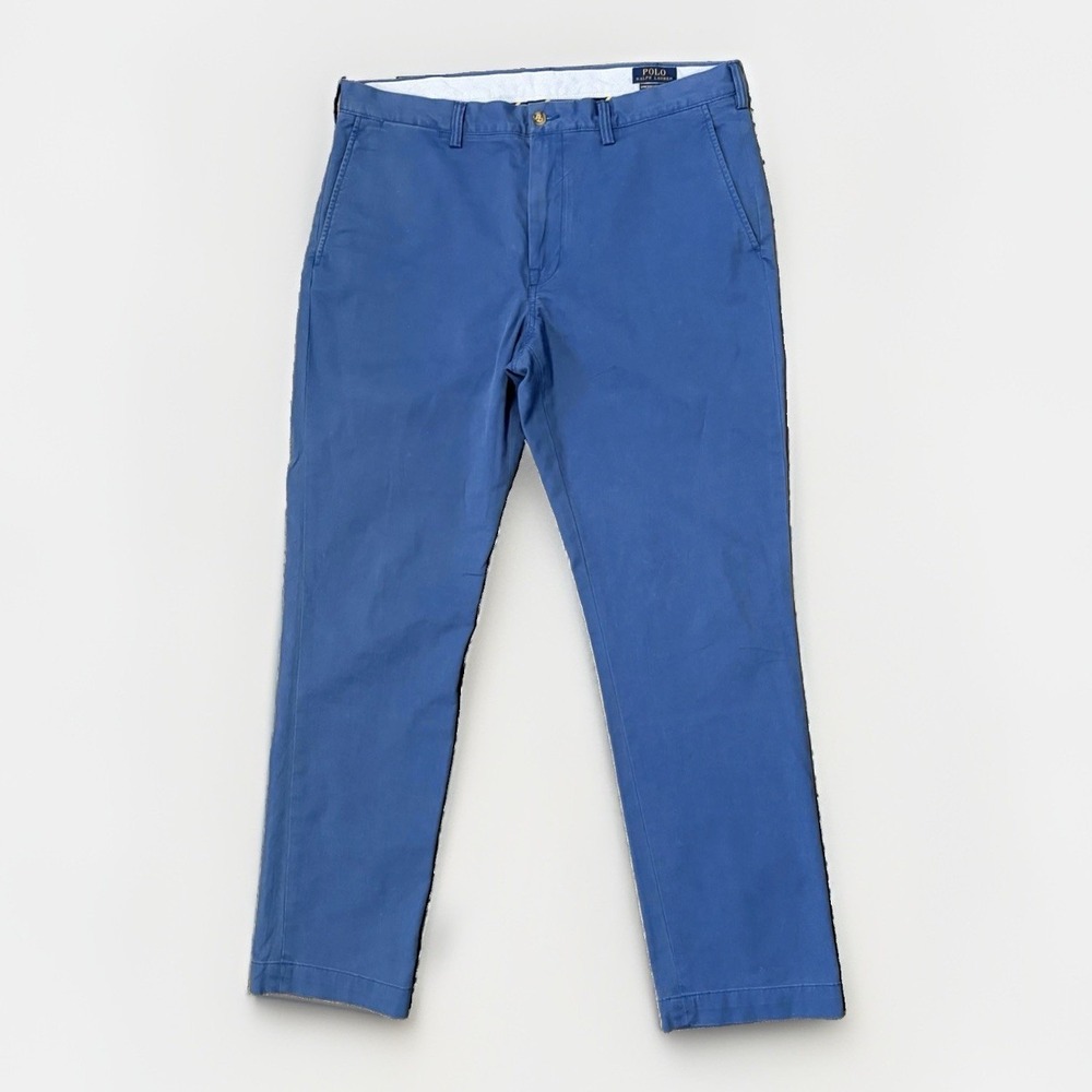 Polo Ralph Lauren Pants Mens 36x30 Blue Stretch Straight Fit Chino Casual Preppy